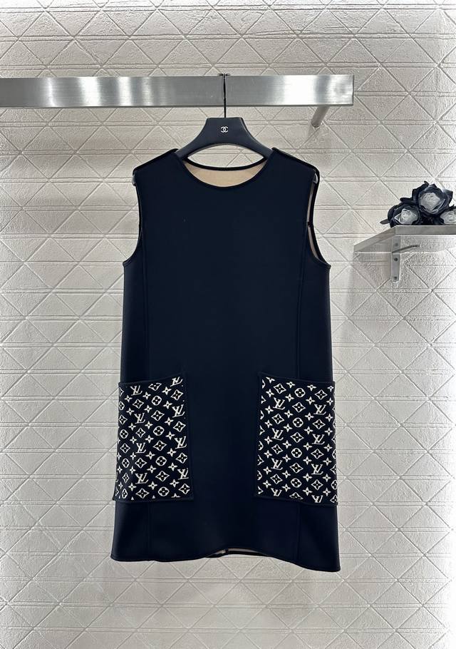 Louis Vuitto* 2025 New Arrivals Jacquard Patchwork Pocket Vest Dress Custom Yb i