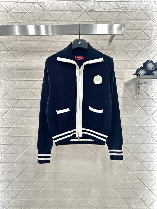 Gucc* 2025 New Arrivals Zippered Knit Cardigan Custom-woven Yb wool yarn for a l