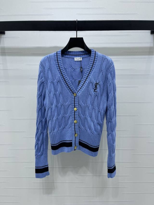 New, original, high-quality Ysl* 2025 Early Fall collection! Cable-knit V-neck