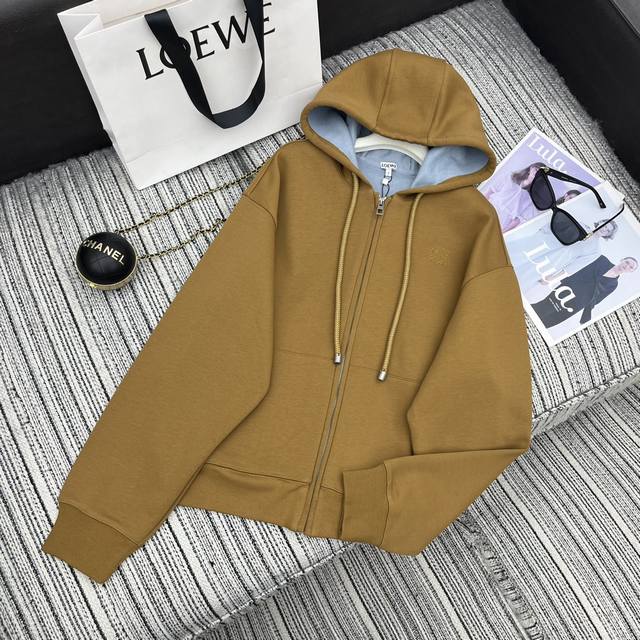 Highly recommend Loew*'s new 2025 Early Fall cotton loose zip-up hooded sweatshi