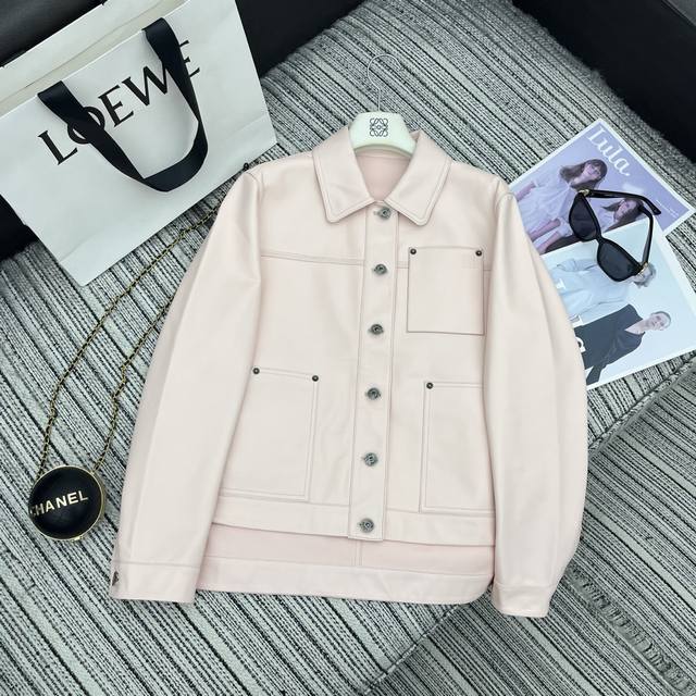 Highly recommend the 25th year early autumn series Loe* new lapel lambskin jacke