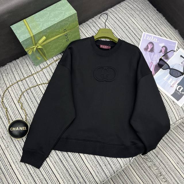 Highly recommend Guc*25 autumn and winter new round neck three-dimensional logo