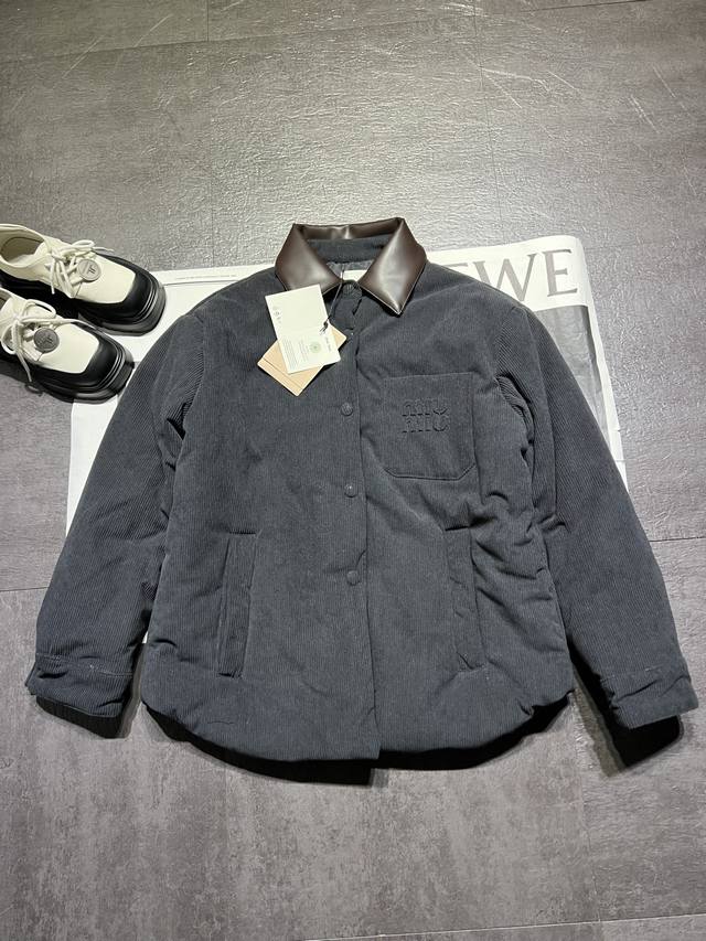 Miumi* Miumi 25 autumn and winter new style, leather collar corduroy down cotton