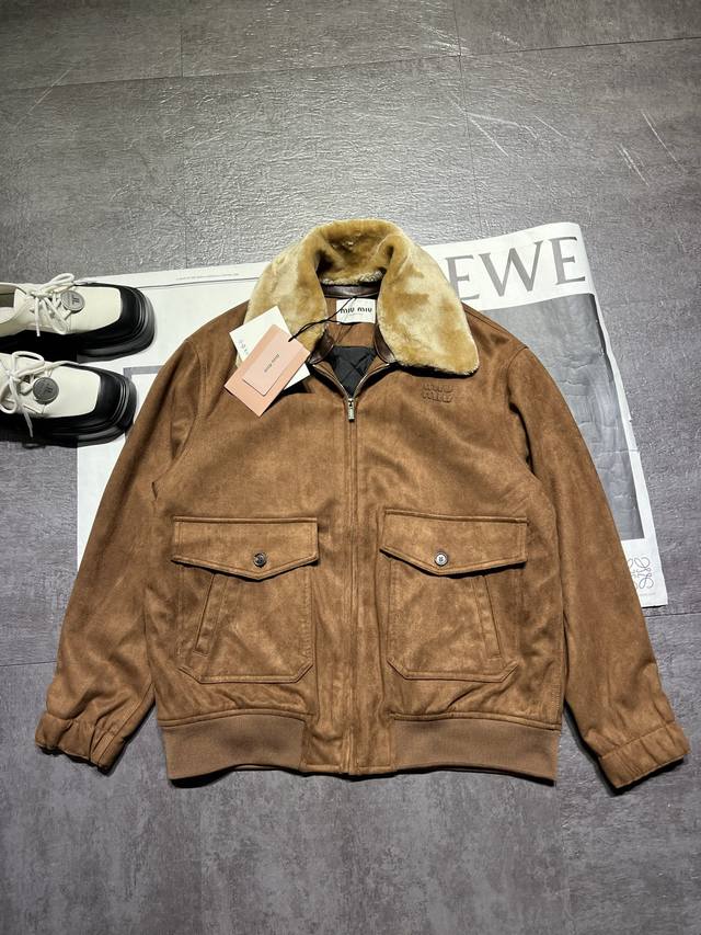 Miumi*Miumi 25 autumn and winter new style, zipper wool jacket, quilted lining,