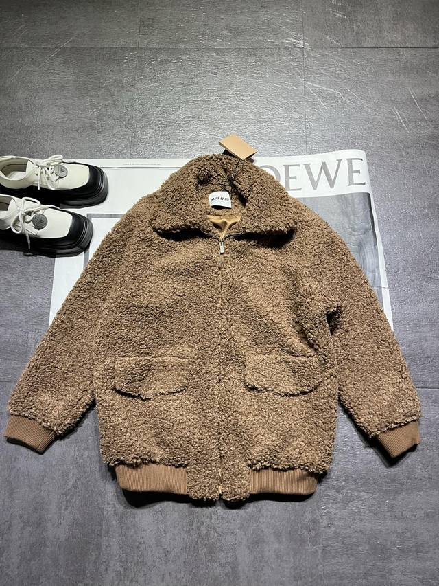 New Miumi* women's camel plush teddy coat shipped, heavy teddy velvet, full and