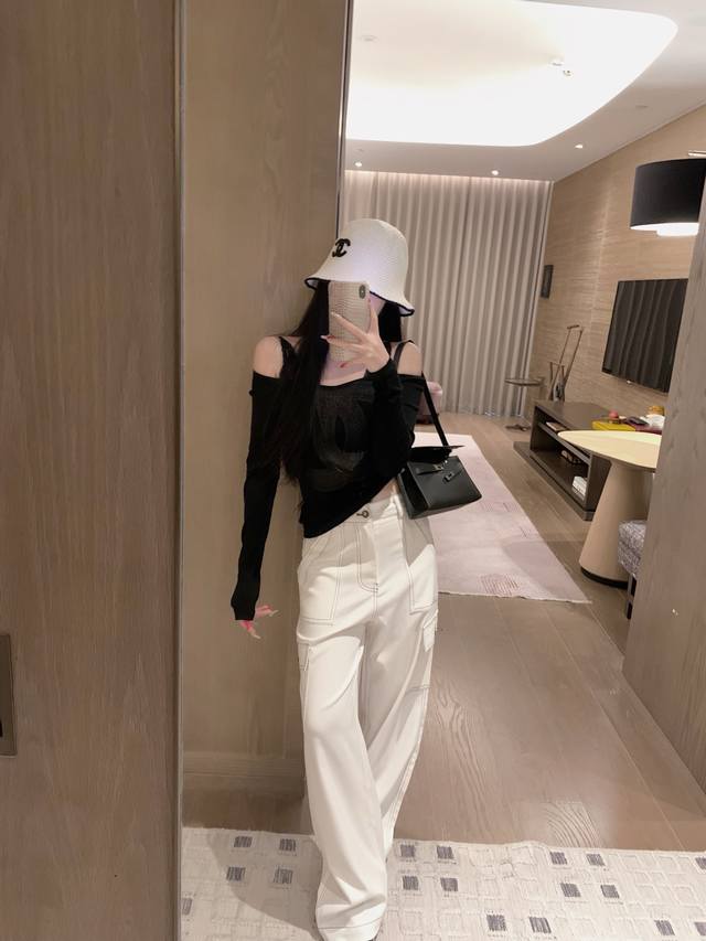 Xiaochan second-hand contrast color Tencel denim work pants Sml