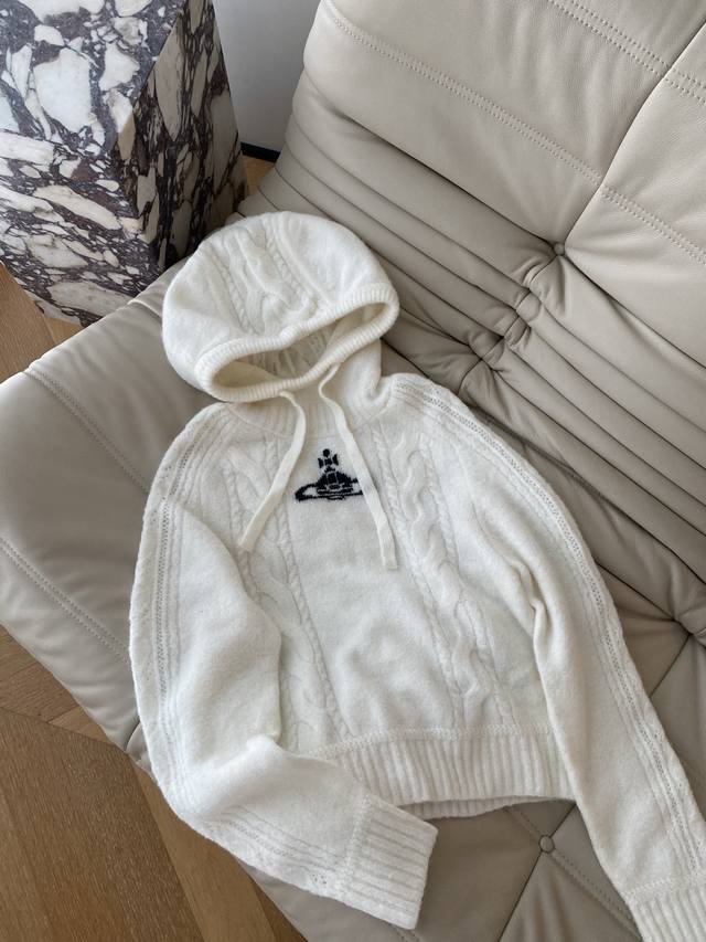25pf Autumn and Winter Queen Mother Hooded Cropped Sweater Clean and Minimalist