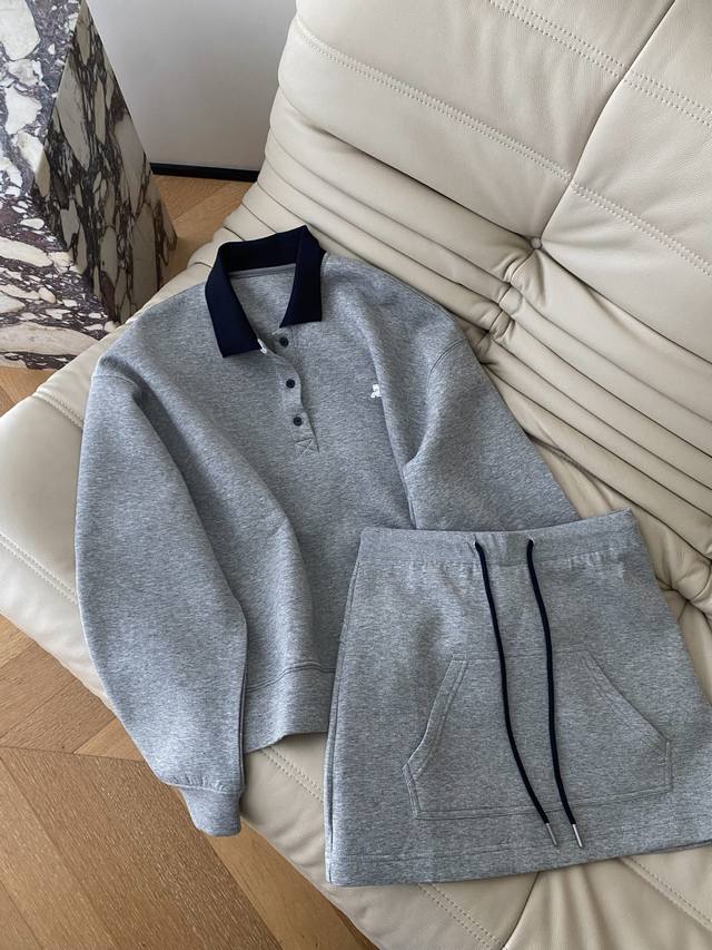 25pf autumn and winter niche design lapel splicing sweatshirt suit adopts knitte
