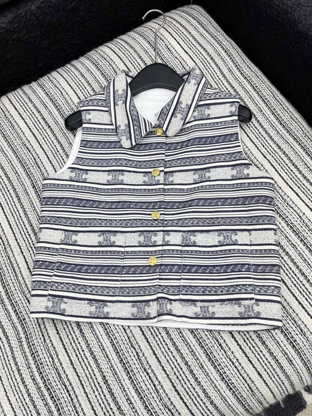 Hot item in stock Original fabric customized Celin* | 25Fw early autumn new stri