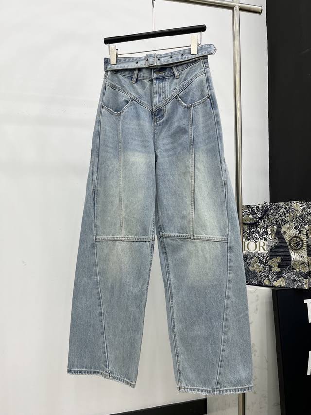 Hot-selling item in stock Designer Original | Goddess-style belt-adorned jeans T