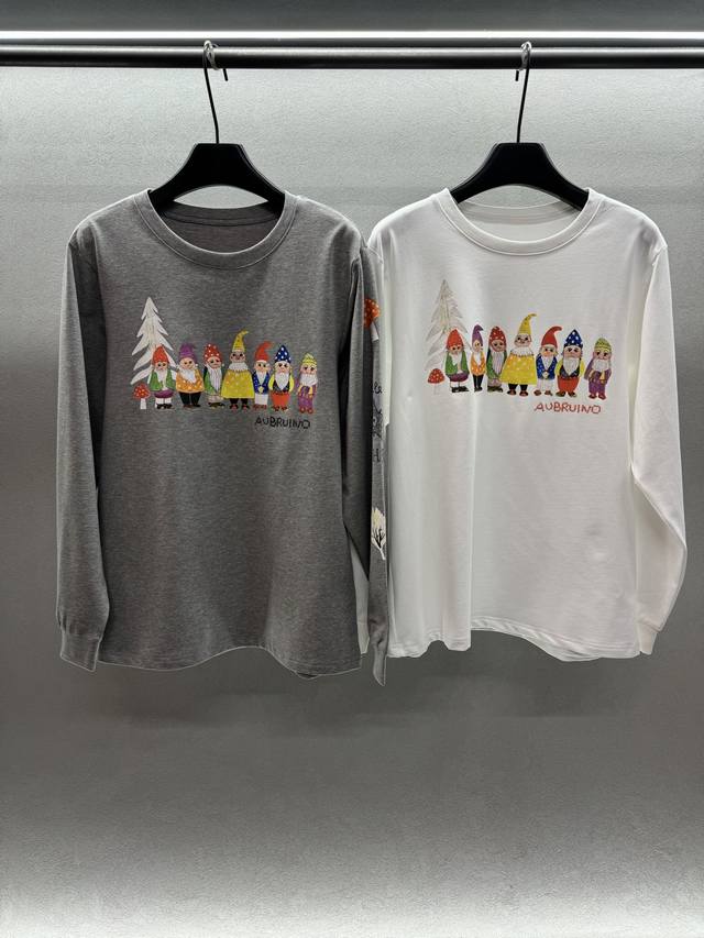 2025 Autumn and Winter ! Aubrui*No dwarf cartoon pattern long-sleeved T-shirt,