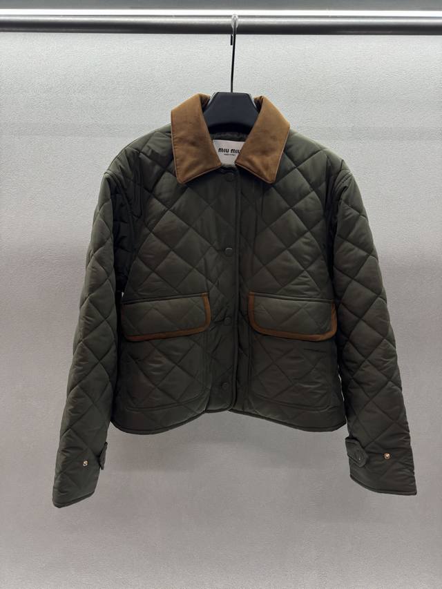 2025 Autumn And Winter ! Miumi*, Old Money Style Diamond Check Cotton Jacket, C