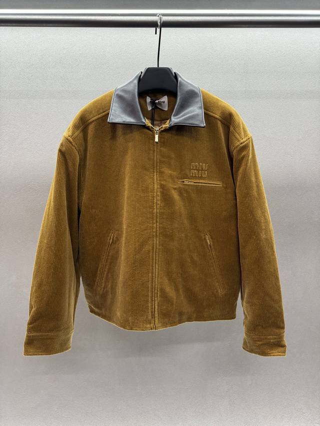 2025 Autumn And Winter ! Miumi*, sheepskin-lined corduroy jacket, Maillard-colo