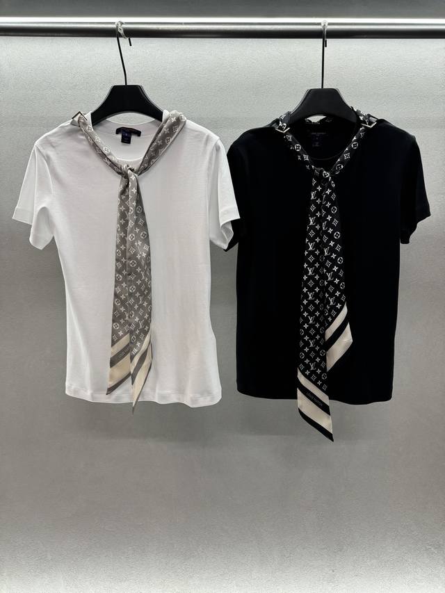2025 Autumn And Winter ! 1V, monogram scarf T-shirt, collar metal buckle scarf
