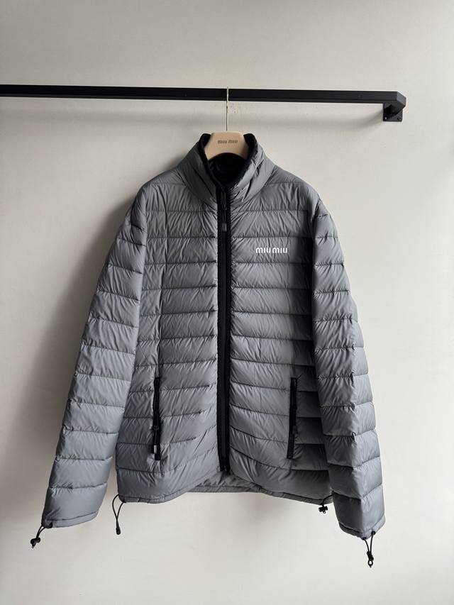 Miumi* 25Fw new autumn/winter logo-embroidered lightweight down jacket | Origina