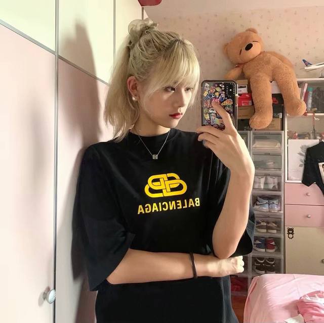 New Arrival - Upgraded Fabric, Style No.: K12 Balenciaga Yellow Button-Down Prin