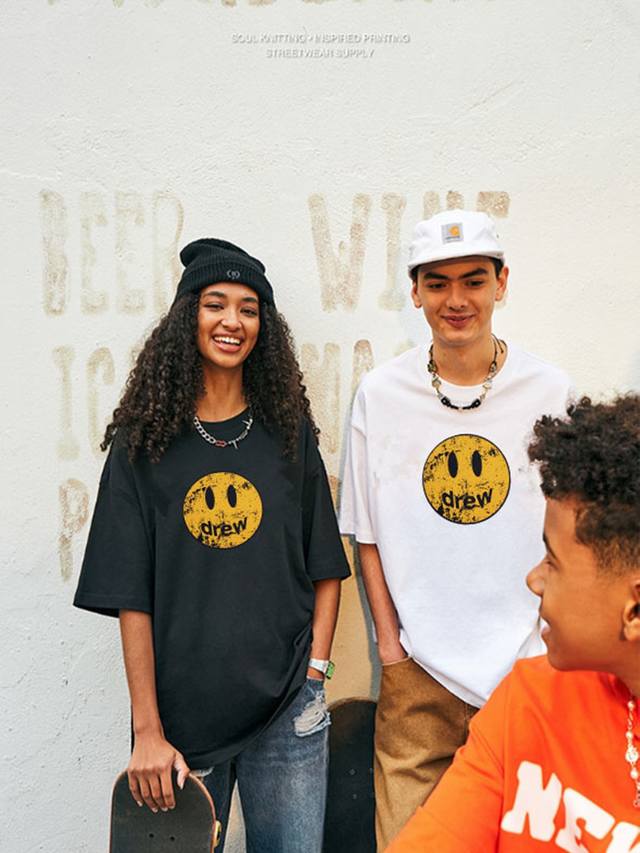 Style No.: 960 Summer Smiley Face Distressed Style Drew Short-Sleeve T-Shirt Mad