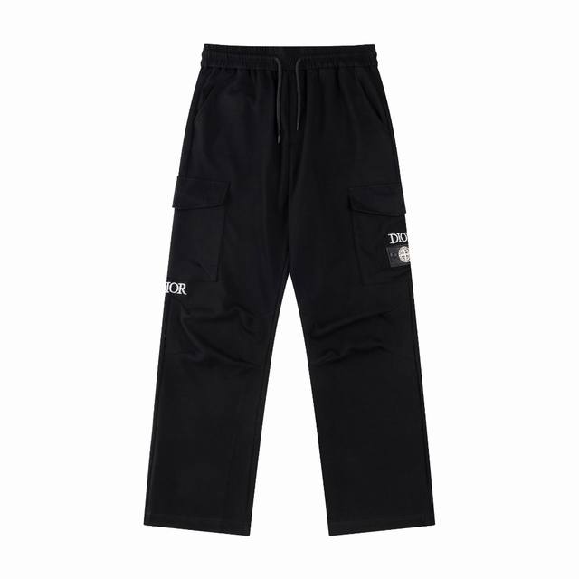 Dior classic logo casual trousers, black, made with a custom-made fabric that is