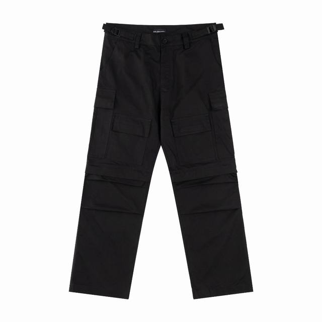 Balenciaga multi-pocket cargo trousers, classic black design, featuring practica