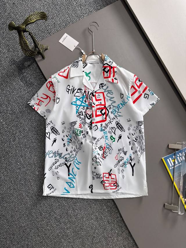Givenchy 2025 Summer Classic Logo Print Shirt, lightweight cotton all-over digit