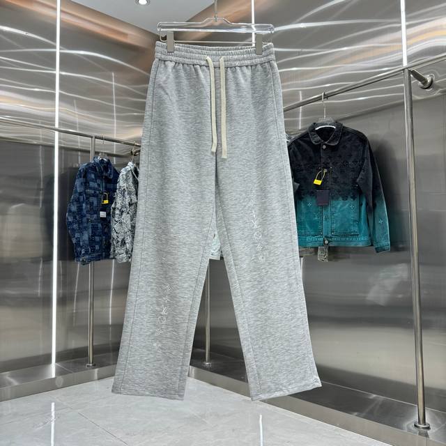 Lv Louis 2025 Autumn/Winter New Logo Embroidered Casual Pants, 360g Custom Fabri