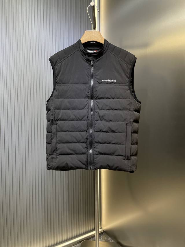 Acne Studios Black Embroidered Letter Down Vest Simple yet stylish Black, unisex