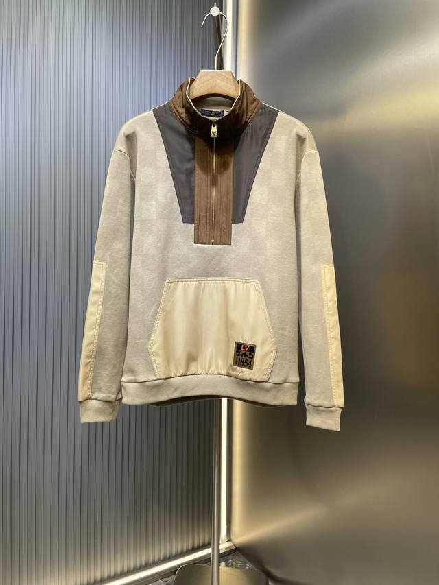 Lv Half-Zip Color-Blocked Workwear Sweatshirt This half-zip pullover features a