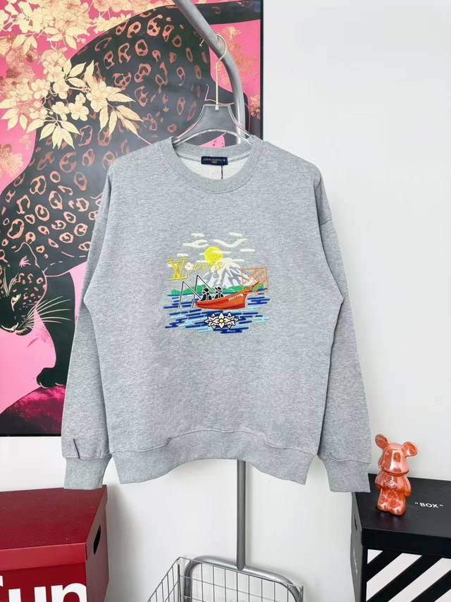 Style No. F89150 Lv25Ss Landscape and Pastoral Embroidery Crew Neck Sweatshirt S
