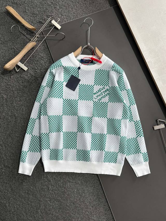 Lv 25Ss Checkered Crew Neck Long Sleeve Sweater. This Pharrell Williams collabor