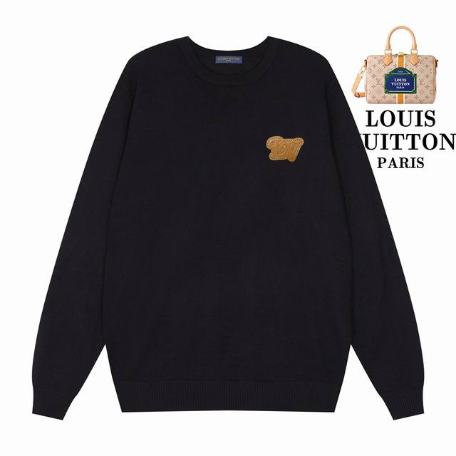 Lv Louis Vuitton men's crew neck sweater with all three classic exclusive logos