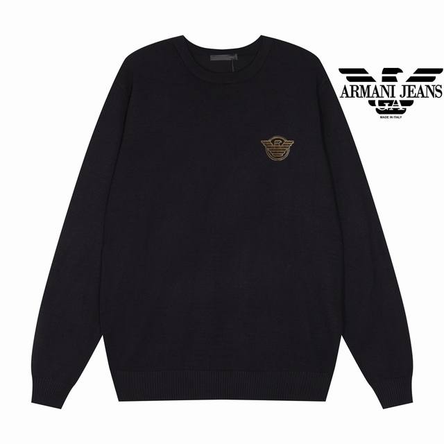 Armani, complete with classic three-tone logo, 3D gold thread logo design. New a