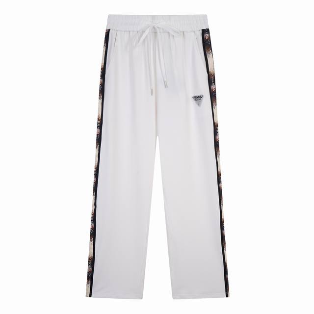 Prada 2025 Fall/Winter New Casual Straight Leg Pants. Features embroidered trian