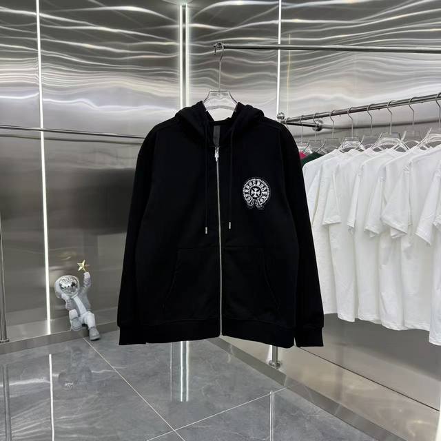 Ch 2025 Autumn/Winter New Cardigan Zipper Hooded Jacket, 3D Silicone + Beaded, U