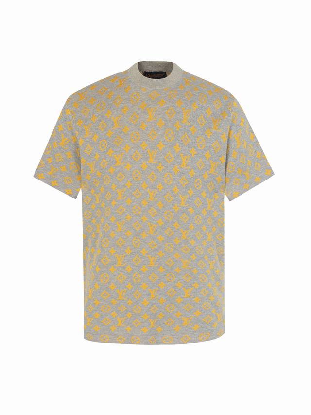 Lv Gold All-over Jacquard Wool Knit Short-Sleeve T-Shirt (Ddd) This crew neck t-