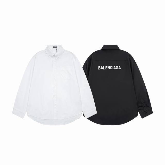 Balenciaga Blcg Long-Sleeve Shirt with Letter Print on the Back. Made of custom-