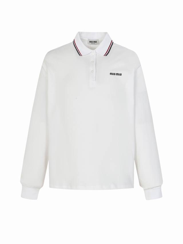 Miu Miu Embroidered Collar Color-Blocked Olois Shirt. Fabric: 50-count double pi