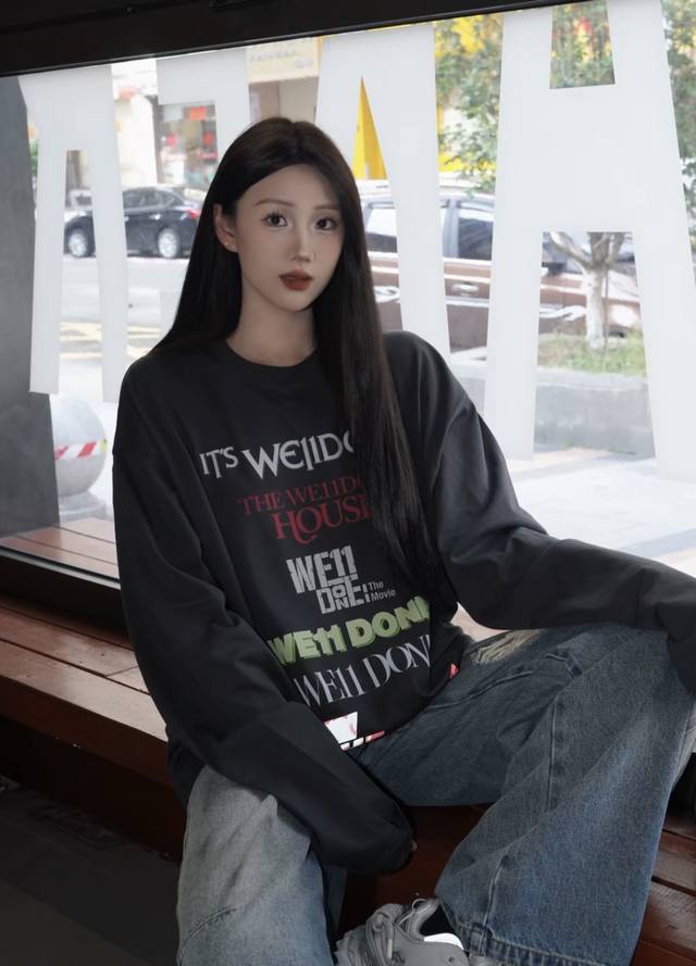 New Arrival D127# We11Done Official Website 25Ss Classic Letter Logo Print Long-