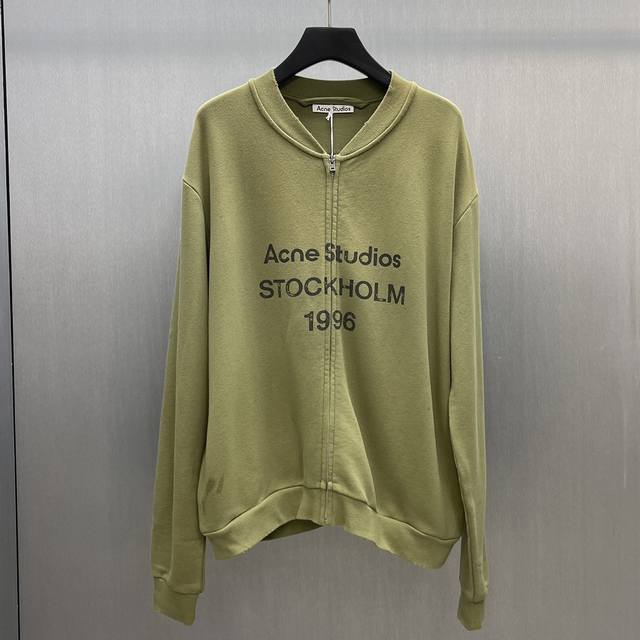 Acne Olive Green Zip-Up Sweatshirt (Ddd) Size: S-XL (Ddd) This crew neck zip-up