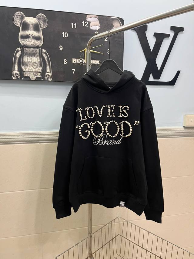 Style No. 227 Good Brand 2025Fw New Beaded 3D Hooded Sweatshirt with custom bead