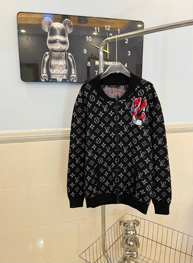 Style No. 0014 Louis Vuitton Wool Knit Cardigan. Featuring jacquard inlay detail