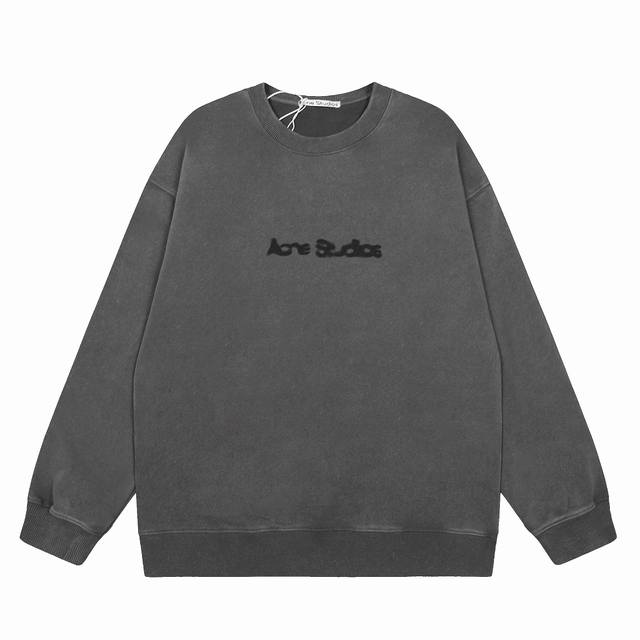 Acne Studios American Retro Faded Washed Distressed Phantom Logo Unisex Crew Nec