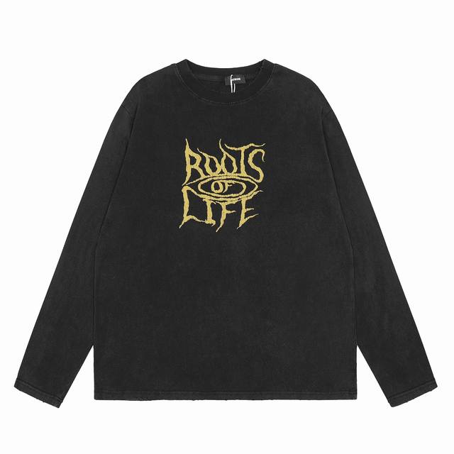 We11Done Spring/Summer New Washed Foam Printed Long-Sleeve T-Shirt, Heavyweight,