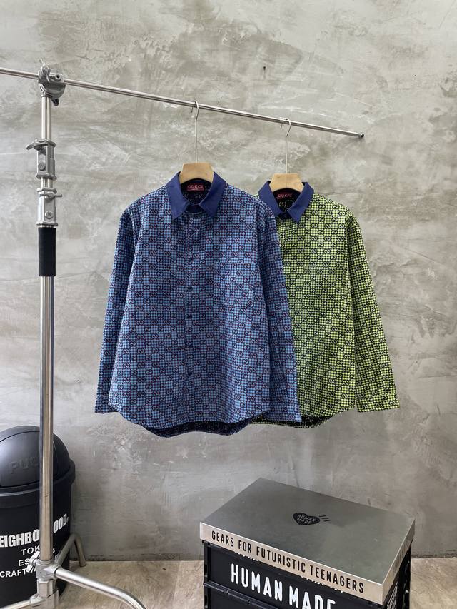 Style No. #S575 Gucci 25Ss Double G Jacquard Cotton Linen Long-Sleeve Shirt, Off