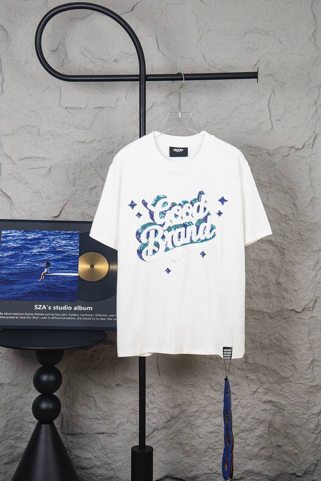 Style Number: M140 Goodband New 3D Star Embroidered Sequined Short-Sleeve T-Shir