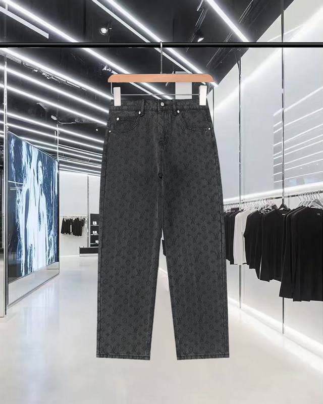 Louis Vuitton 25Fw Limited Edition Monogram Jacquard Jeans for Men and Women, Pe