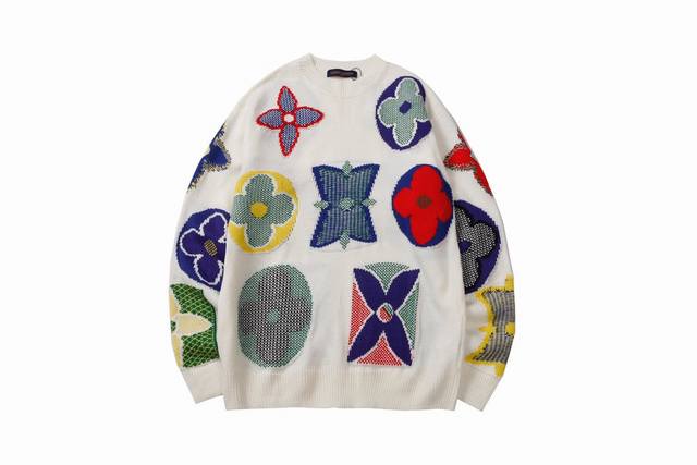 Louis Vuitton Lv Summer Three-Floral Colorful Stamp Knit Sweater, bulk order has