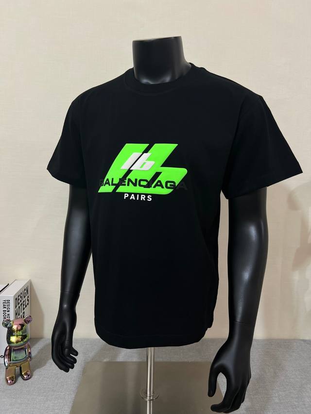 Balenciaga 25Ss New Ib Foamed Thick 3-Layer Printed Short-Sleeve T-Shirt. Made f