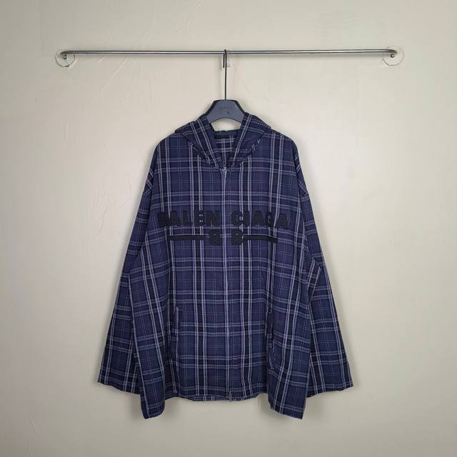 Blcg 2025 Runway Purple Checkered Zip-Up Hooded Jacket. Made from a high-weight