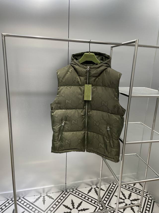 High-quality *25 Autumn/Winter New Arrival Super Double G Canvas Down Vest, blac