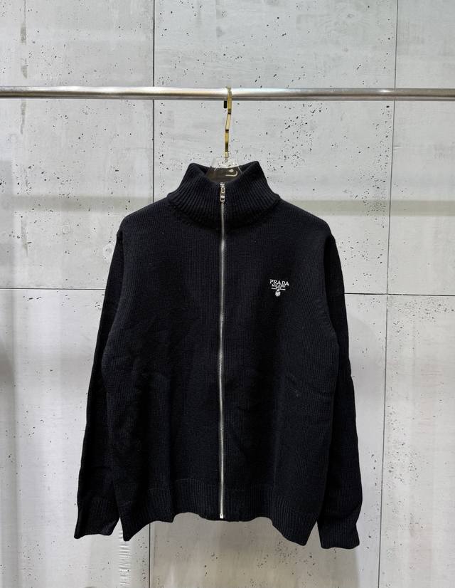 Prada Embroidered Chest Logo Zipper Sweater (Ddd). Originally purchased for 22,3